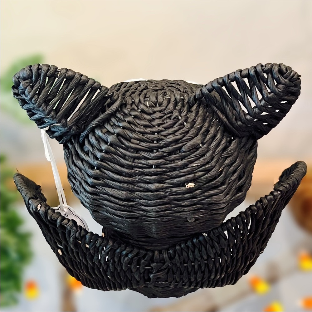 NWT Homegoods Black Woven Wicker Rattan Standing Bat Tabletop Halloween Decor - Picture 11 of 16